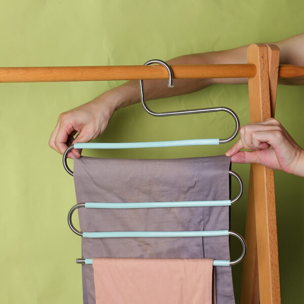 Wholesale S-Shaped Pants Hanger, Stainless Steel Storage Multi-layer Hanger Custom
